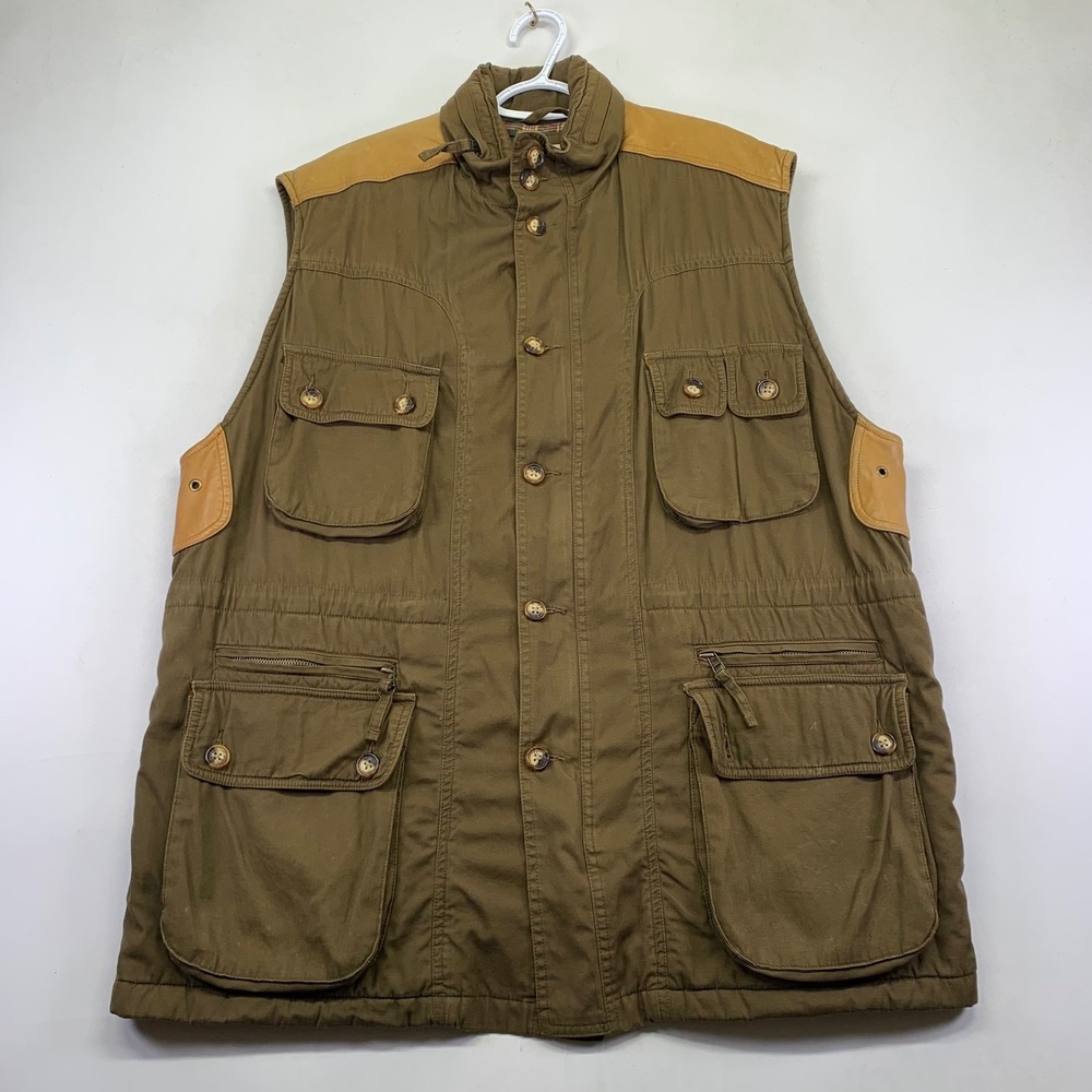 Vintage Orvis Hunting Vest Mens XL Green Quilted Lined Pockets Outdoors Fishing